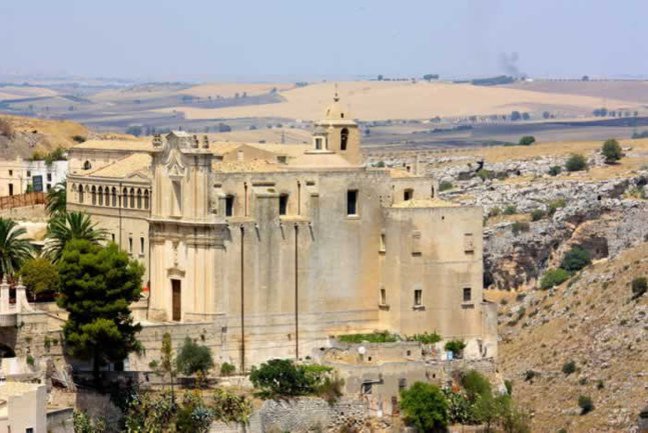 Imposing Church of Matera and landscape beyond