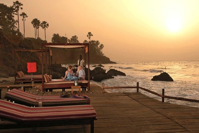 Ngala Lodge beach decking at sunset