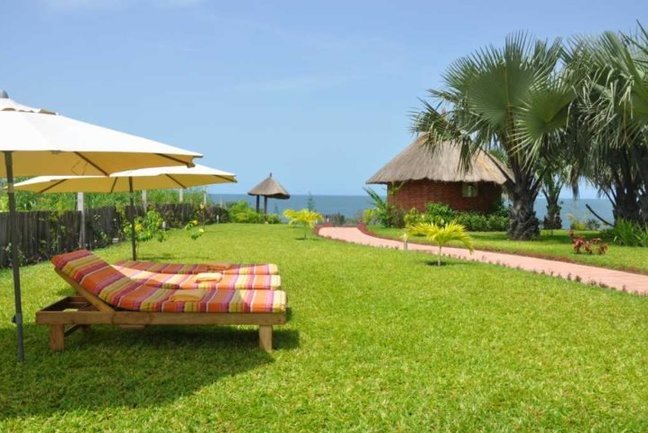 Tranquil gardens at Leo's Beach Hotel, Brufut, The Gambia