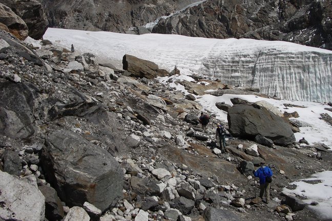 Crossing Cho La pass in Everest region of Nepal