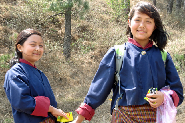 Bhutan children going to school