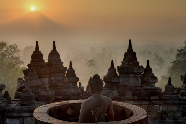 Sunrise over Borobudur, Indonesia