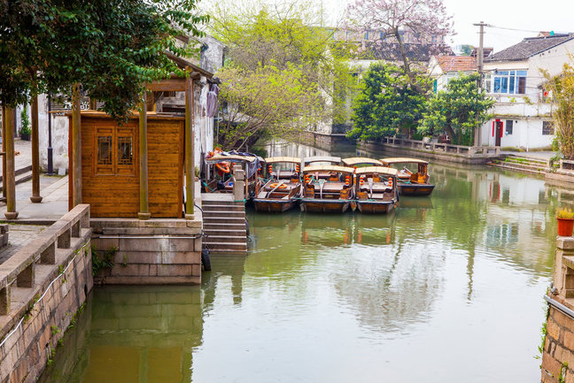 Suzhou folk houses and canals. Suzhou is one of the old water towns in China near Shanghai.