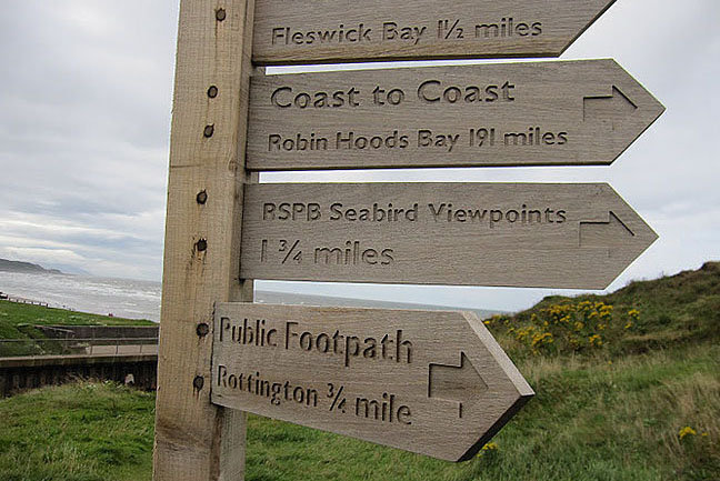 Signposts along the Coast to Coast trail.