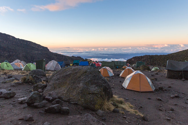 Barranco Camp on the slopes of Kilimanjaro.