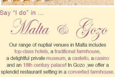 Weddings in Malta & Gozo